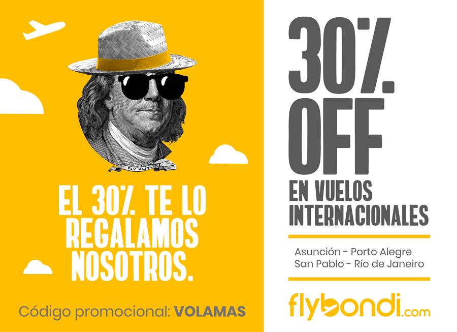 Promocion de FlyBondi por Humo Rojo por el impuesto del 30 a los viajes al exterior argentina